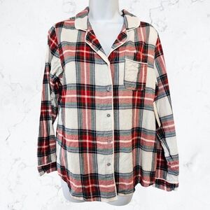 New Stars Above 100% Cotton Red & White Checkered Flannel Plaid Pajama PJ Top